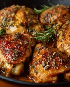 Delicious baked lemon butter chicken served with fresh herbs