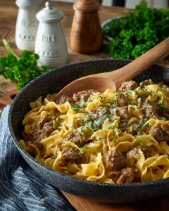 Delicious beef noodles dish with tender beef and flavorful noodles