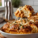 Buffalo chicken sliders garnished with lettuce and served on a plate.