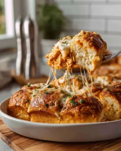 Buffalo chicken sliders garnished with lettuce and served on a plate.