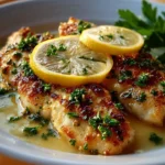 Delicious Chicken Piccata served with capers and lemon sauce