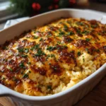 Delicious Chicken Rice Casserole served in a dish with fresh herbs