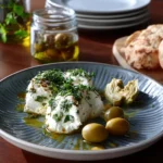 Delicious herbed labneh served in a bowl with herbs and spices