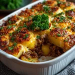 Delicious Hobo Casserole served in a baking dish with fresh ingredients