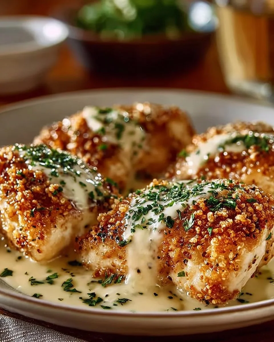 Delicious Longhorn Steakhouse-inspired Parmesan Chicken served with sides.