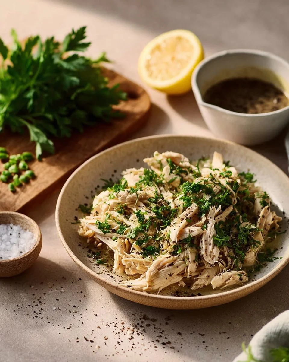 Delicious Slow Cooker Lemon Garlic Chicken ready to serve