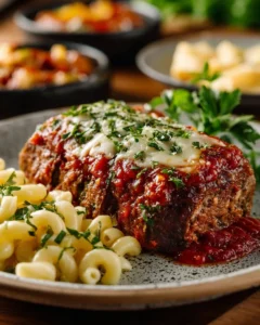 Delicious stuffed Italian meatloaf served with herbs and spices