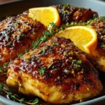 Delicious roasted orange chicken served with a side of vibrant vegetables