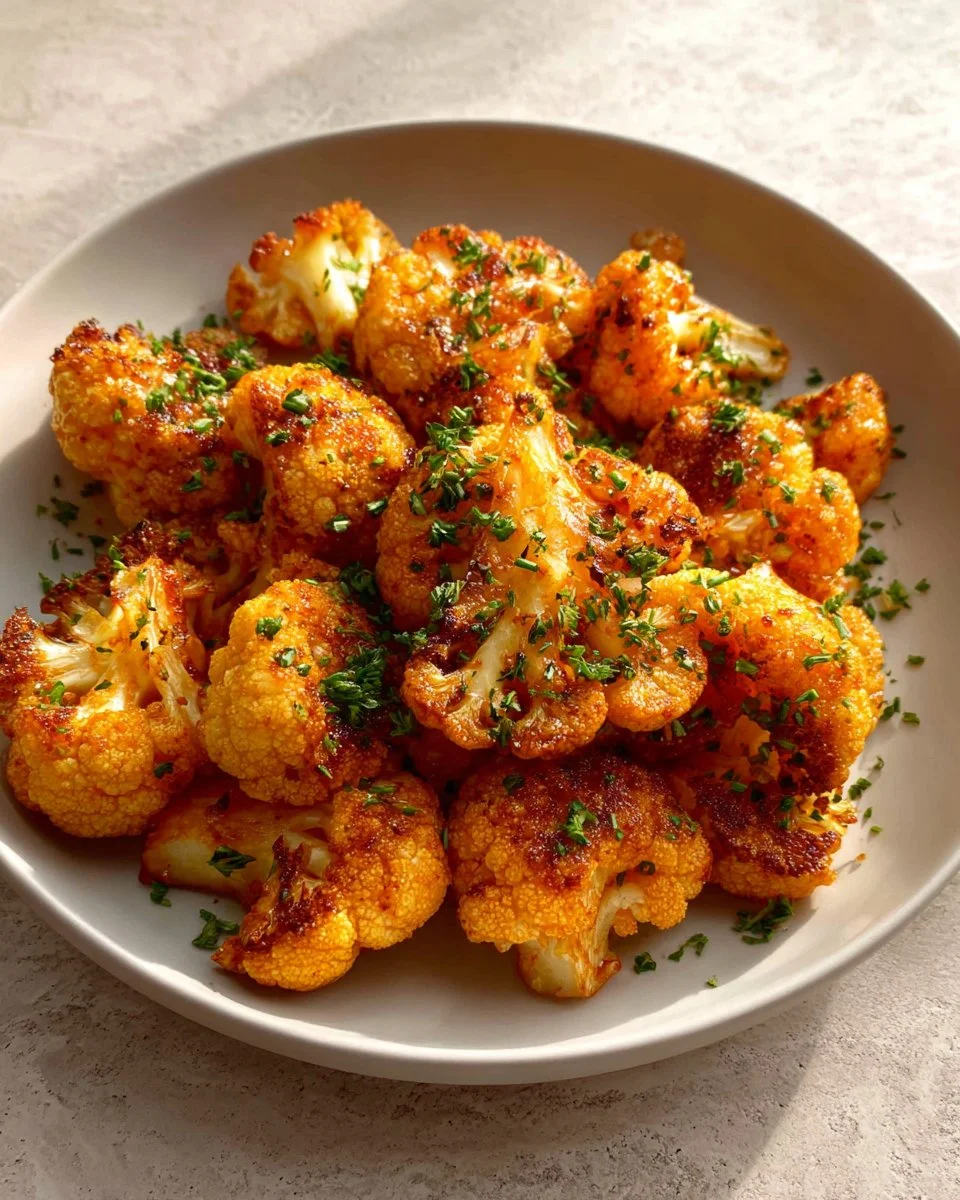 Crispy Buffalo Cauliflower Wings garnished with celery and blue cheese dressing