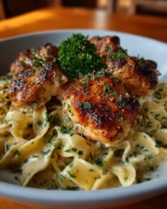 Delicious Chicken with Buttered Noodles recipe served on a plate