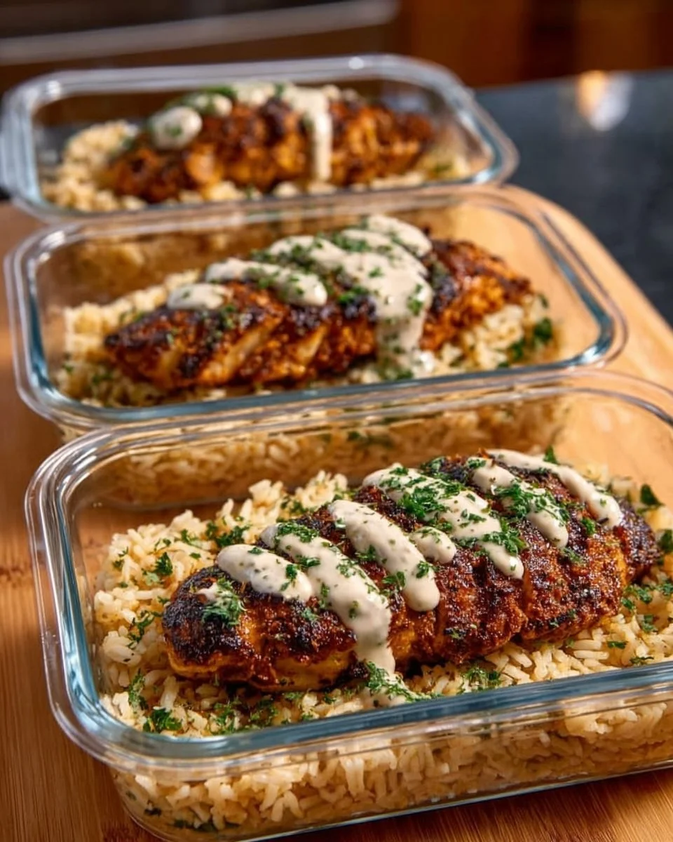 Creamy Cajun chicken and rice bowls featuring spices and creamy sauce