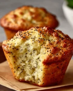 Easy lemon poppy seed muffins fresh out of the oven