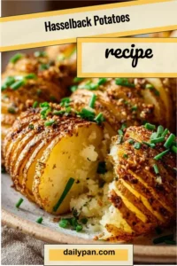 Deliciously crispy Hasselback Potatoes topped with herbs and spices.