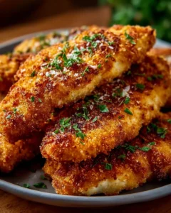 Homemade baked chicken tenders served on a plate with dipping sauces