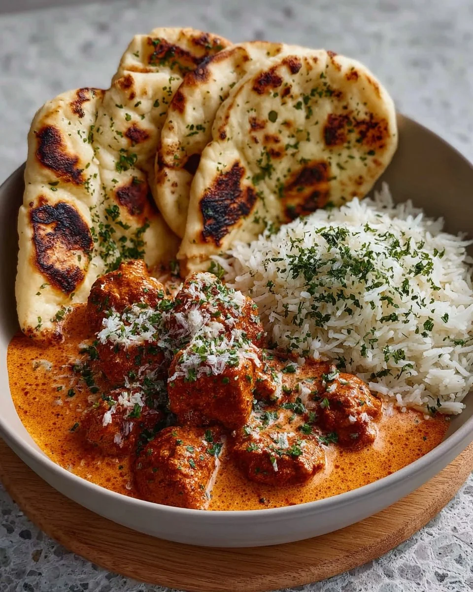 Delicious homemade butter chicken served with rice