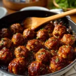 Delicious homestyle BBQ meatballs served on a platter with sauce