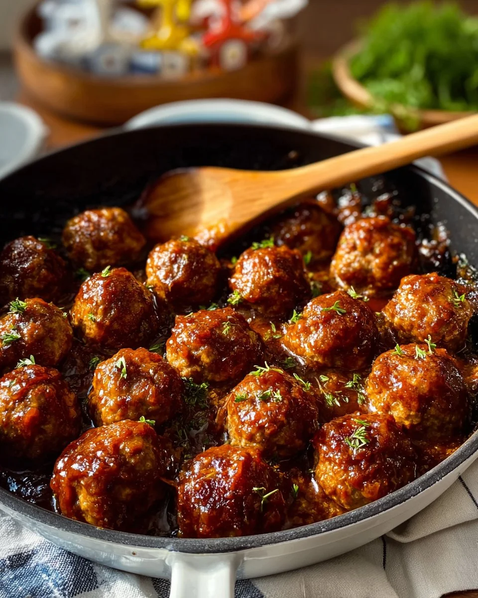 Delicious homestyle BBQ meatballs served on a platter with sauce
