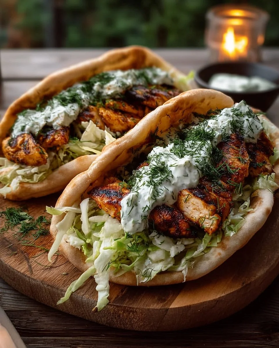Sheet pan chicken pitas served with herby ranch dressing.