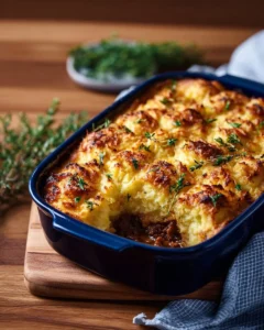 Delicious homemade Shepherd's Pie with hearty meat and creamy mashed potato topping