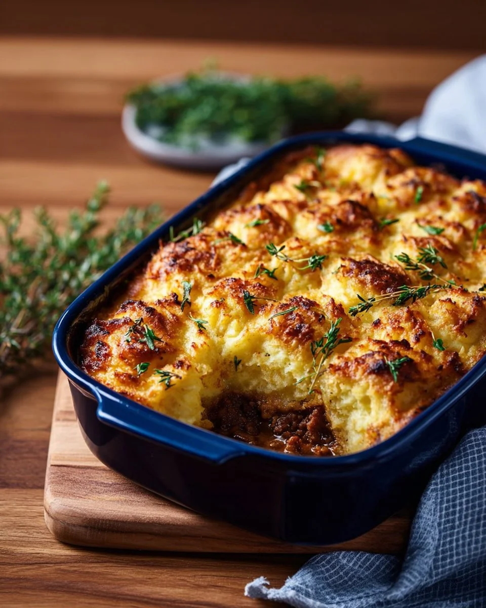 Delicious homemade Shepherd's Pie with hearty meat and creamy mashed potato topping