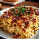 Delicious Spicy Southern Cheesy Chicken Spaghetti Casserole ready to serve