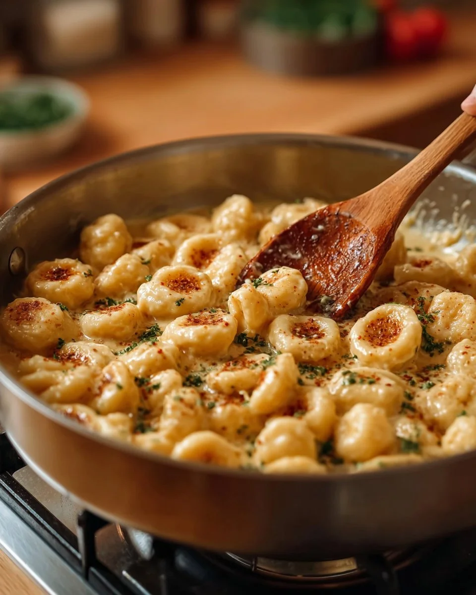 Creamy Tortellini Alfredo served in a bowl with herbs and parmesan cheese.