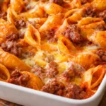 Delicious 4 Ingredient Hamburger Casserole ready to serve