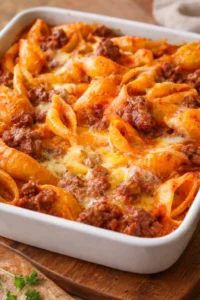 Delicious 4 Ingredient Hamburger Casserole ready to serve