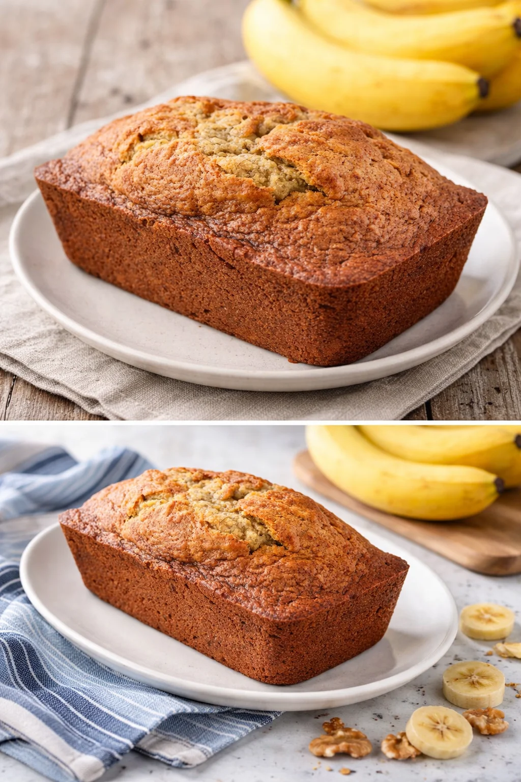 Delicious homemade banana bread sliced and ready to serve.