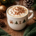 A delicious Christmas Chai Latte topped with cinnamon and whipped cream