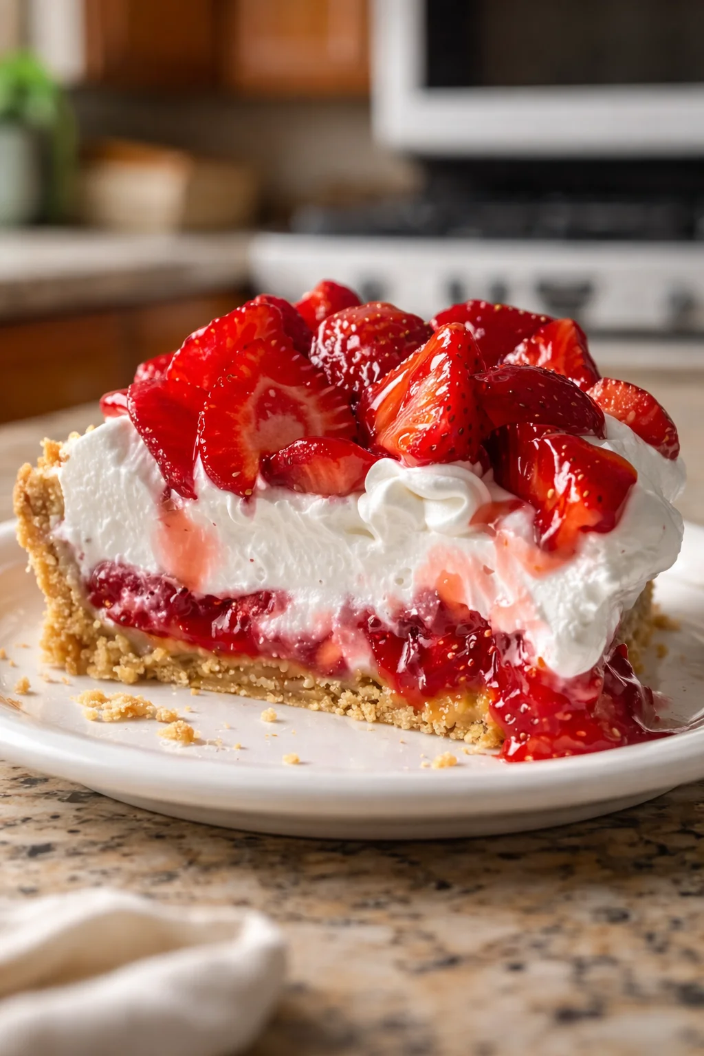 Easy strawberry cool whip pie with fresh strawberries and whipped cream