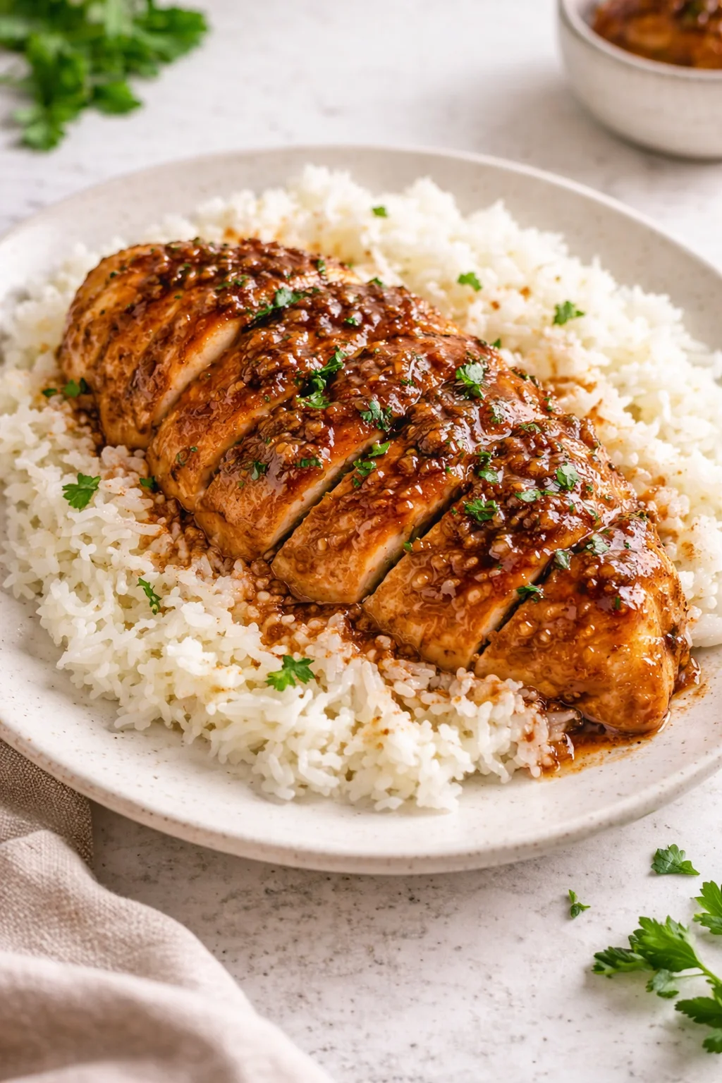 Delicious Honey Garlic Chicken served with vegetables on a plate