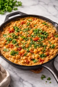 Delicious Marry Me Chickpeas dish garnished with herbs and spices.