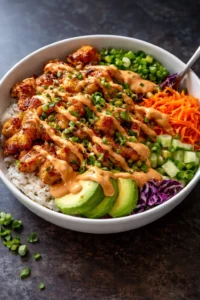 Delicious Bang Bang Chicken Bowl with vibrant ingredients and bold flavors
