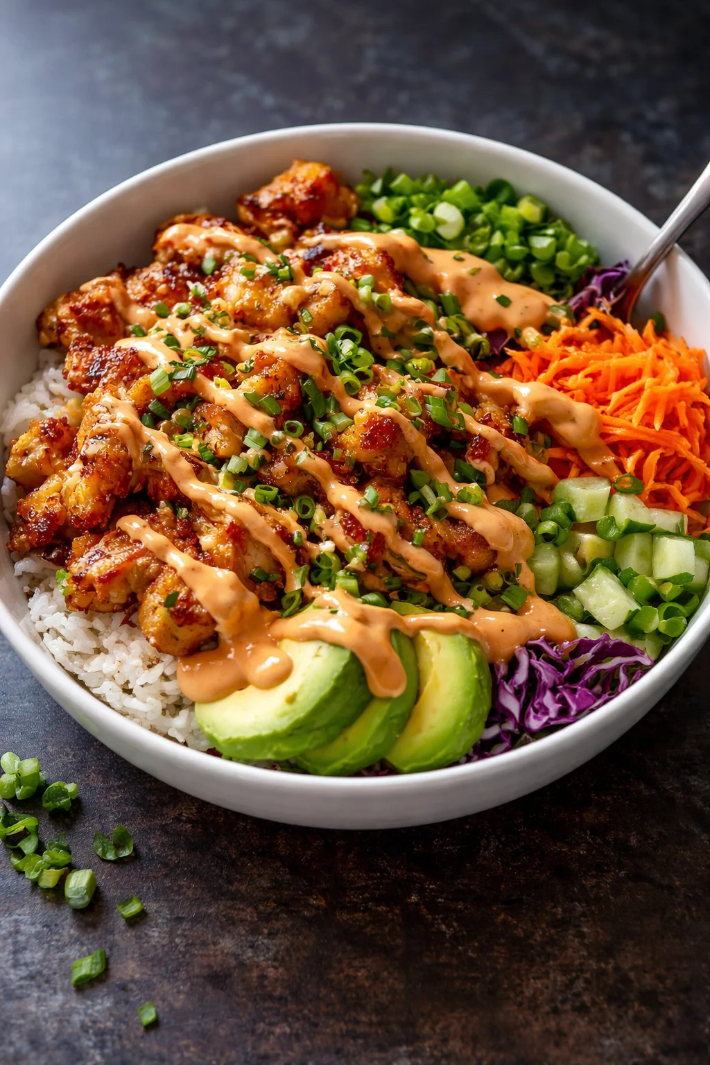 Delicious Bang Bang Chicken Bowl with vibrant ingredients and bold flavors