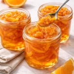 Homemade candied orange peel in syrup, perfect for desserts and baking.