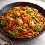 Delicious Chicken Lo Mein with colorful vegetables and tender chicken