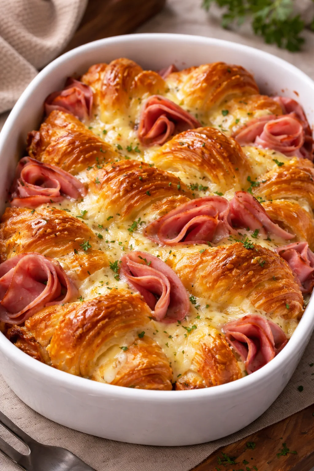 Delicious croissant bake fresh out of the oven, golden and flaky.