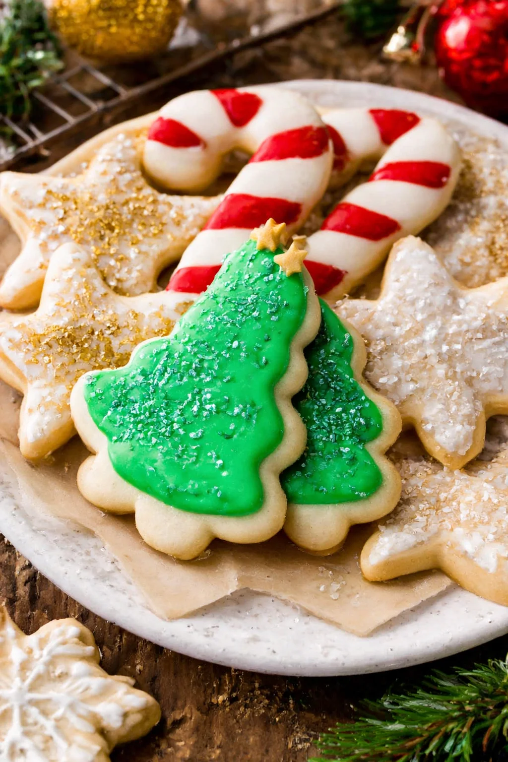 Delicious homemade easy sugar cookies with colorful frosting.