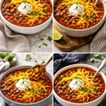 Bowl of easy taco soup with ingredients like beans, corn, and spices.