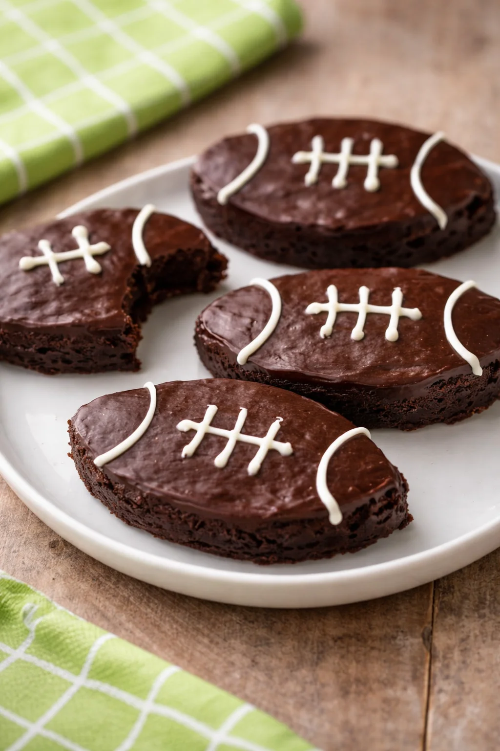 Delicious Football Brownies decorated for game day celebrations