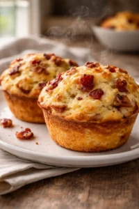 Delicious Maple Bacon Pancake Muffins served on a plate