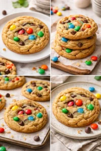 Delicious soft and chewy M&M cookies freshly baked and ready to enjoy.