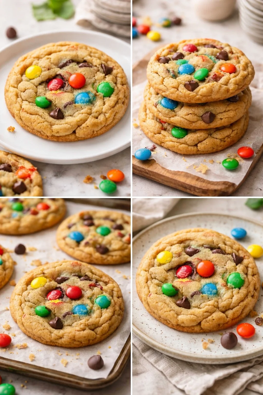 Delicious soft and chewy M&M cookies freshly baked and ready to enjoy.