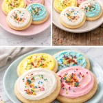 Delicious homemade sugar cookie frosting on decorated cookies