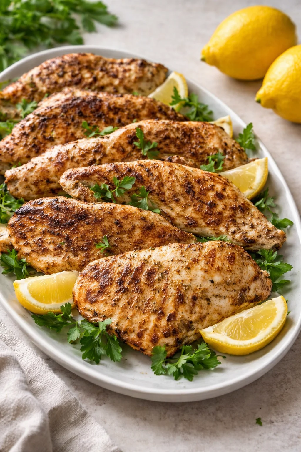 Yogurt marinated chicken cooked to perfection with spices and herbs