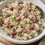 Delicious and healthy best chicken salad served in a bowl with fresh ingredients.