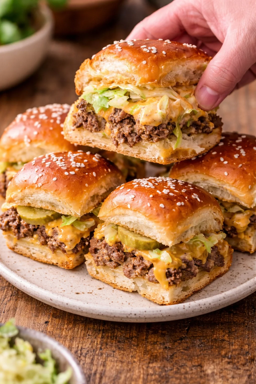 Delicious Big Mac Sliders served on a platter