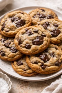 Delicious Brown Butter Chocolate Chip Cookies on a cooling rack