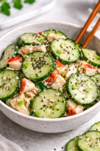 California Roll Cucumber Salad with fresh ingredients